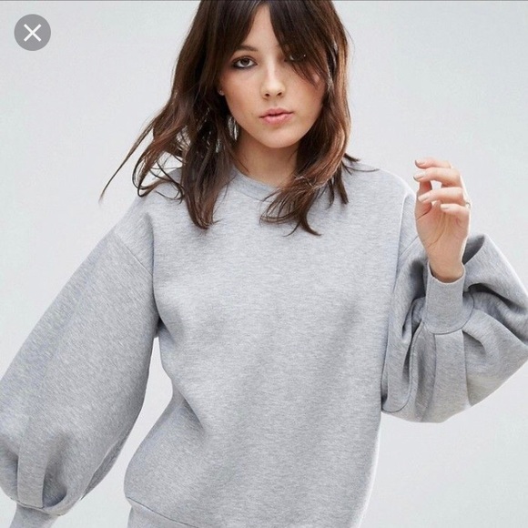 blue blush Tops - Sweatshirt grey balloon sleeve